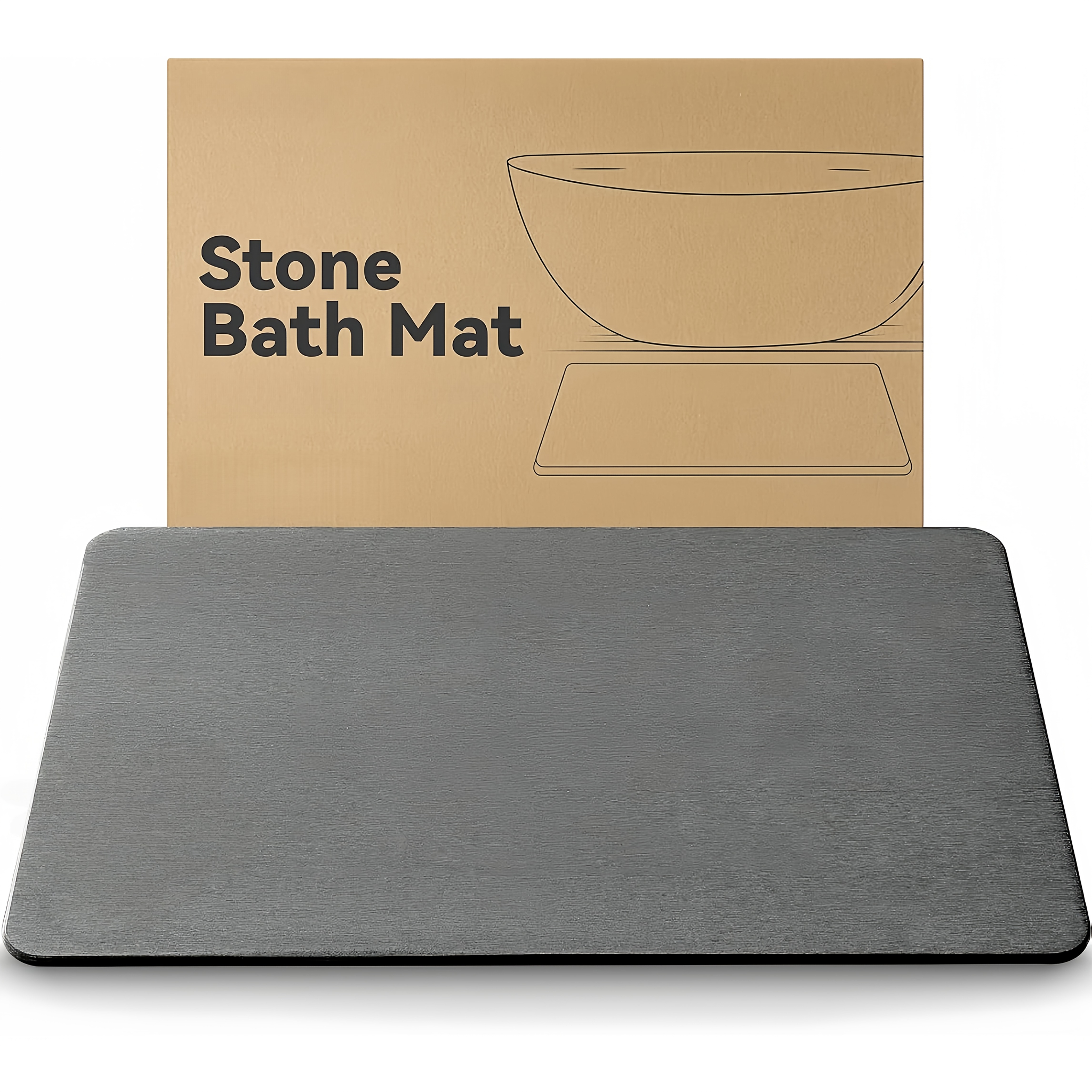 TEMU Stone Bath Mat Diatomaceous Earth, Fast Drying Shower Mat, Non-slip & Ultra Absorbent Bath Stone Mat, Quick Dry Bathroom Floor Mat, Easy To