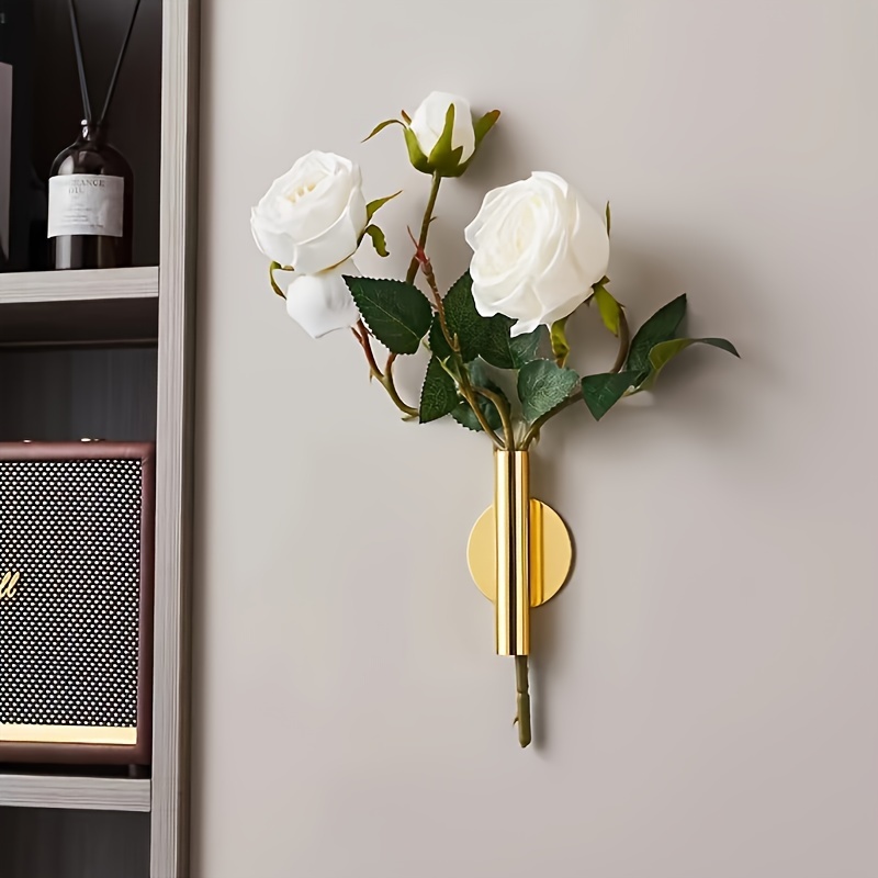 

Golden -inspired Wall Vase - No-drill, Stainless Steel Floral Holder For Living Room Decor