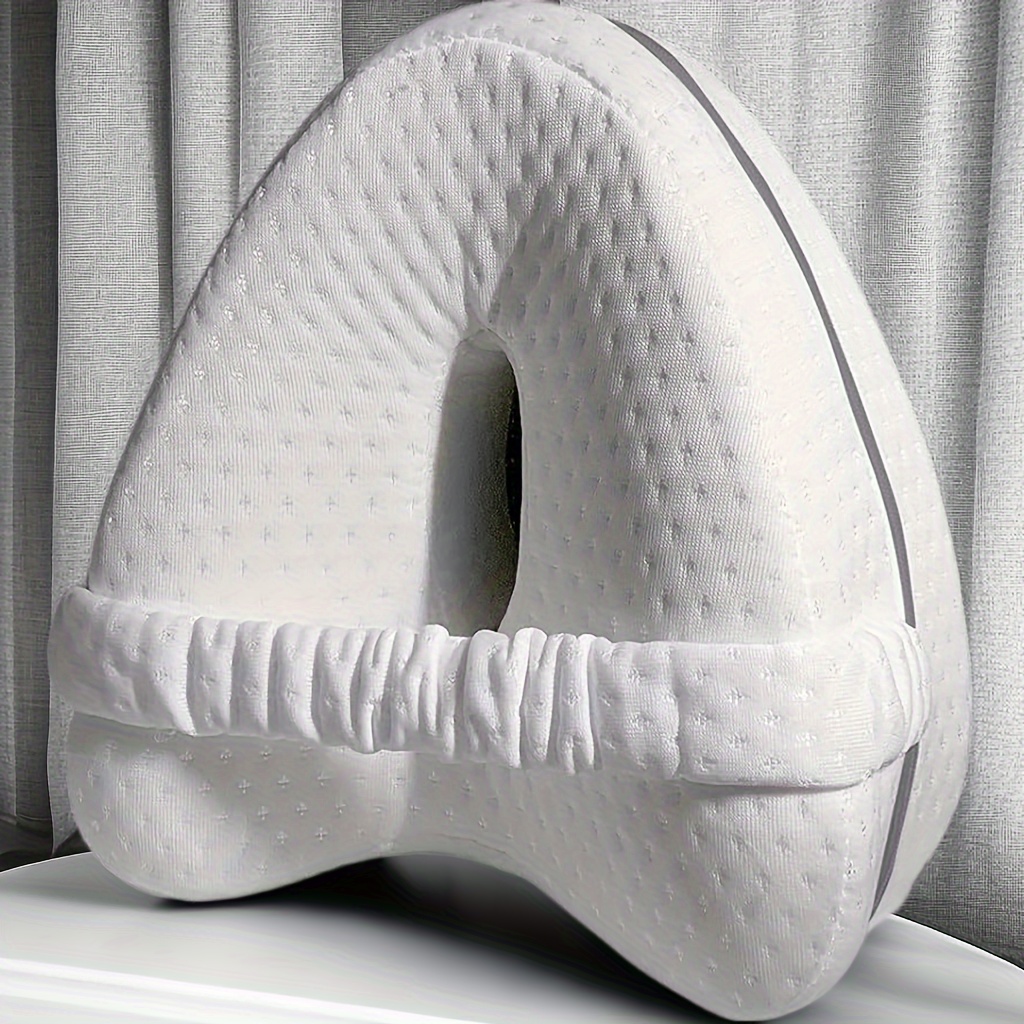 TEMU Almohada Ergonómica para Dormir con Soporte para Rodillas y Piernas con Banda Elástica Antideslizante, Tejido Transpirable Beige , Comodidad
