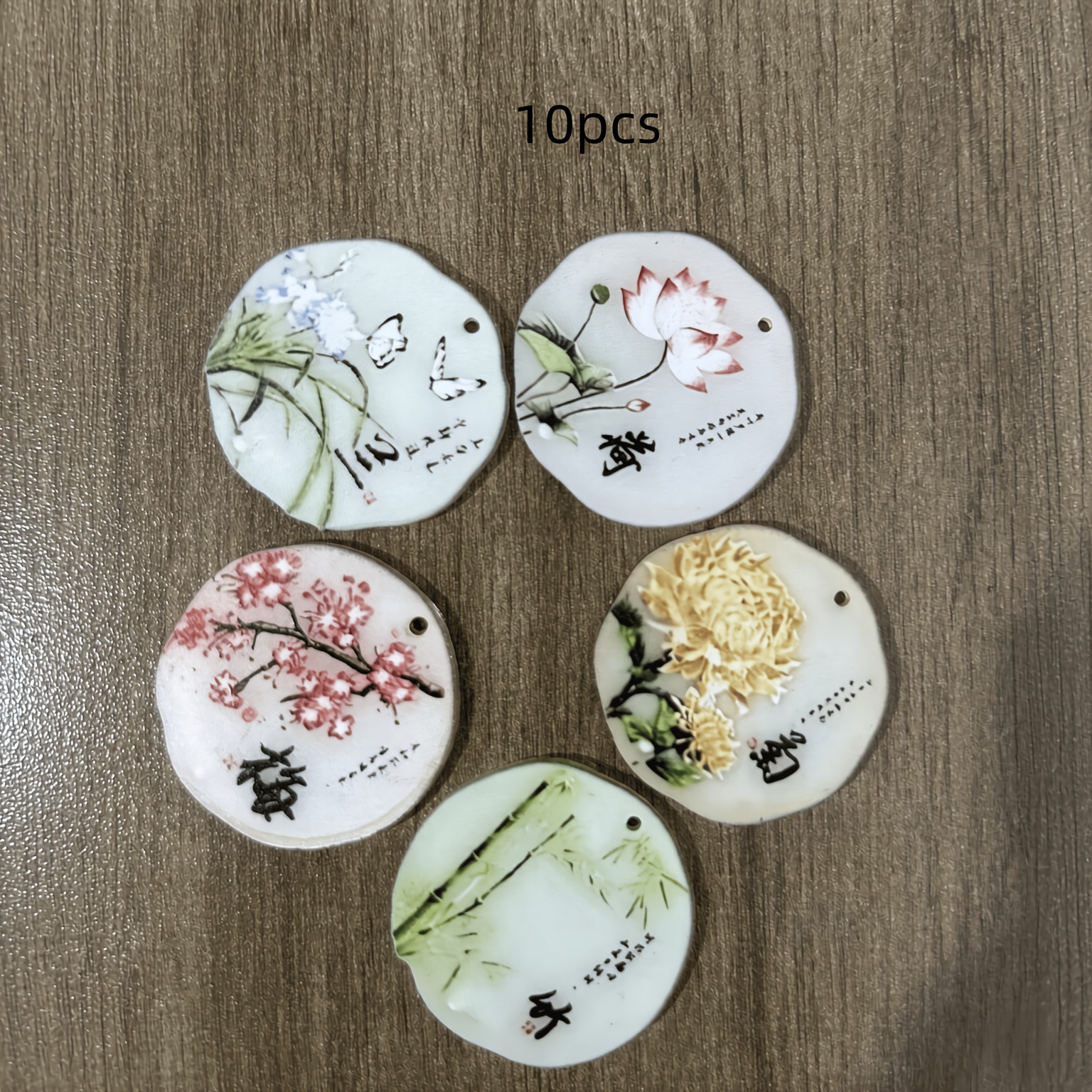 TEMU 10pcs/retro Acrylic Handmade Pendant Ancient Style Hairpin Hair Additions Ornaments Additions Jewelry Earrings Additions , Durable Additions,