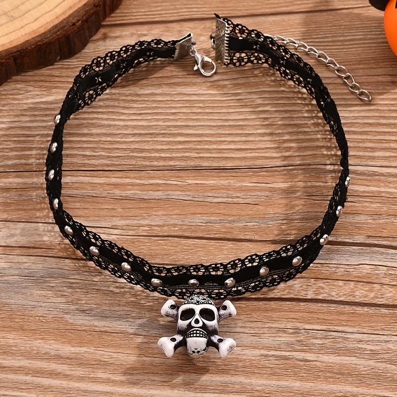 TEMU Gothic Easy Dark Skull Lockbone Necklace For Women