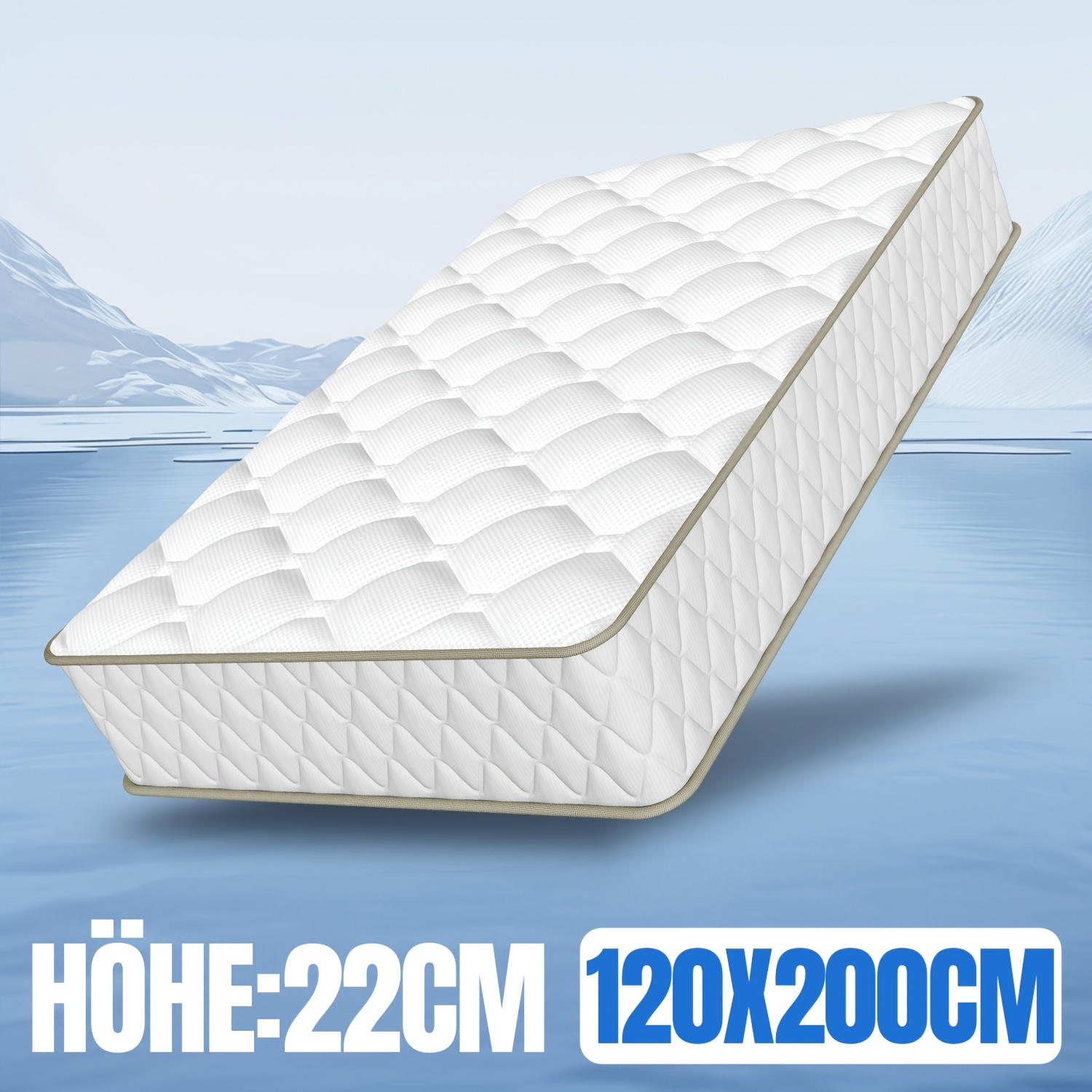 Image of Kaluote Mattress 120x200cm Firmness , 7-zone & Pocket Springs For Back Pressure Relief, 22cm Height, Breathable.