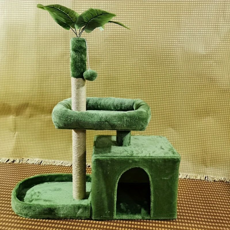 高さ31.5インチ/80cm 屋内用キャットツリー/キャットタワー 緑の葉付き