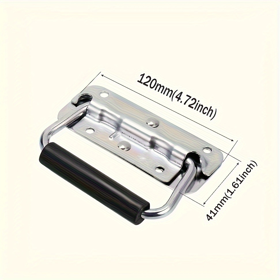 Image of 1pc Heavy-duty Polished Metal Handle With Spring - Stainless Steel Tool Box Door Opener Suitable For Wardrobe, Cabinet, Surface Mount Hardware