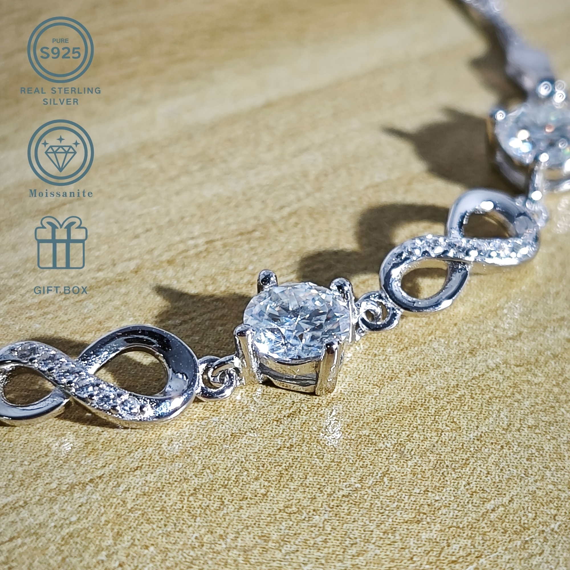 S925 Silver 0.5 Carat 3pc Moissanite Cross Bracelet