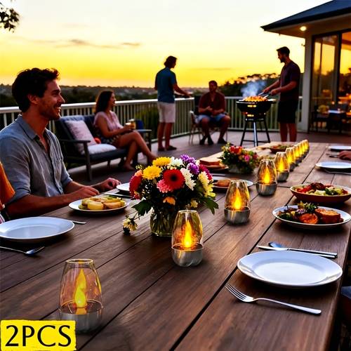 2 stück solar-led-kerzenlaternen, sanftes warmweißes , ideal für gartenpartys, grillabende im freien, weihnachtstischdekoration, heimdekoration entspannte feiertagsmomente