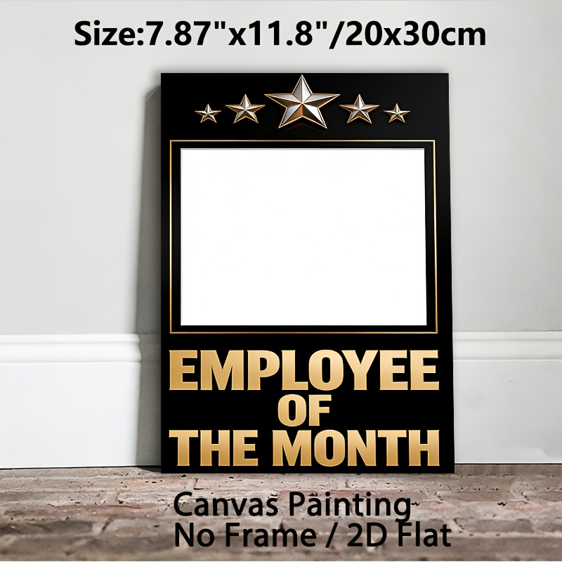 TEMU 2d Flat, 1pc Employee Of Poster - Modern Black & -free Suitable For Office, Indoor/outdoor Wall Decor, Employee Recognition Award, Minimalist