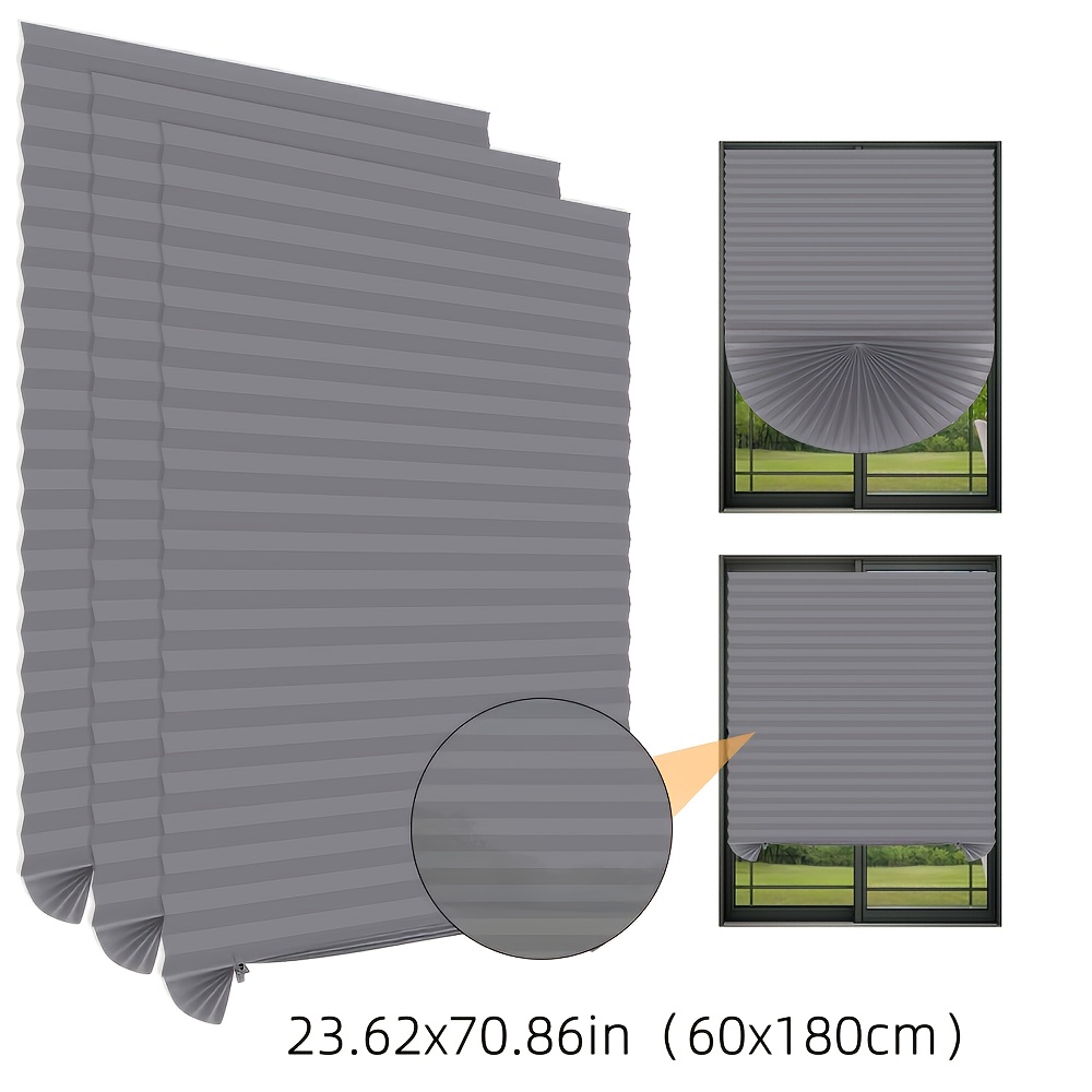 TEMU 1pc Pleated Blinds, No Drilling Required, Fixed With Clips, Semi-transparent Sunshade Blinds, Suitable For Doors And Windows