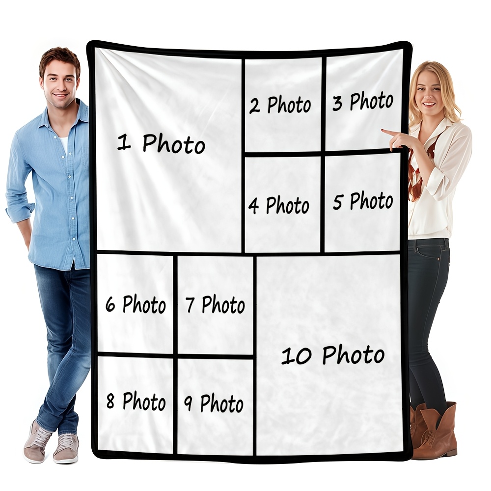 TEMU [customized] 1pc_custom Blanket With Pictures, Can 10 Pictures, Outdoor Camping Blanket, Super Soft Personalized Blanket, Custom Photo Blanket,