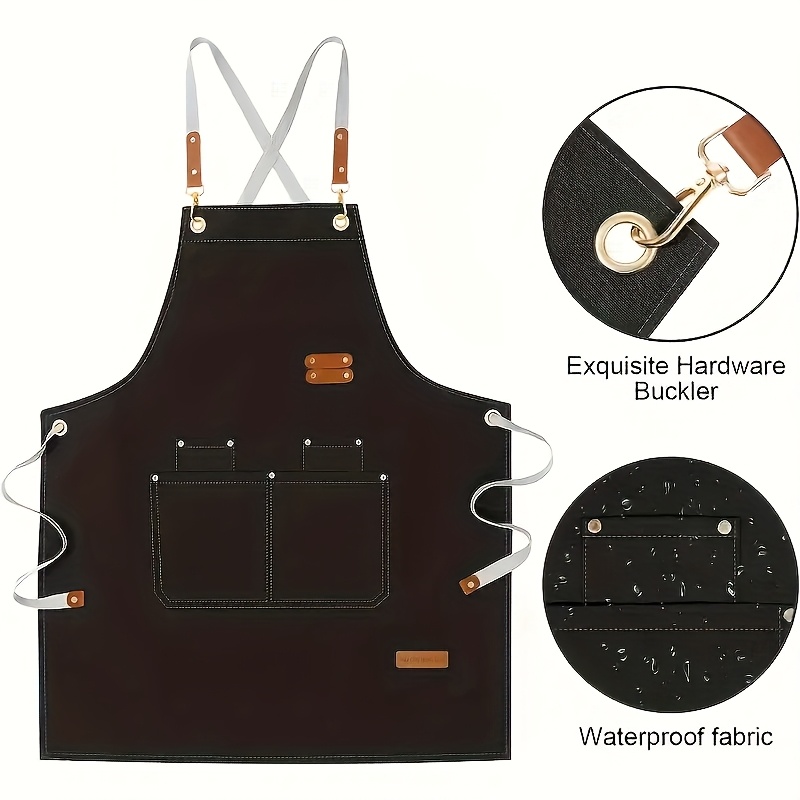 popular   waterproof canvas dining apron with pockets for coffee bars restaurants and flower shops womens waist overalls 1pc details 9