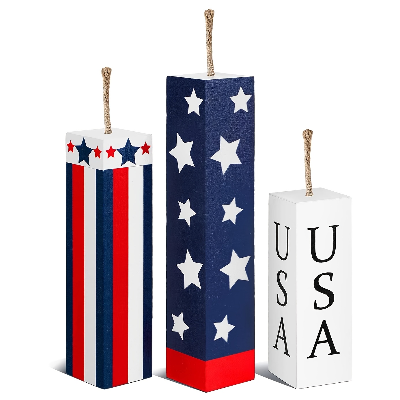 TEMU 3pcs, Day Wooden Fireworks Party Centerpiece For Dining Table, Wood Table Decoration, Patriotic Table Decorations, Used On July 4th