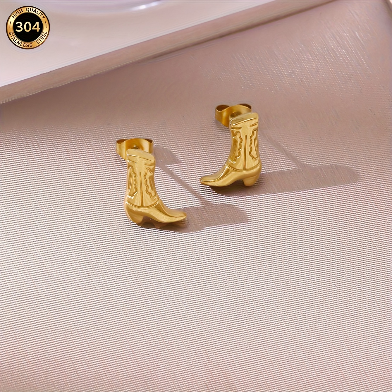 TEMU 2pcs/european & Denim Boot Earrings - Boot Shape With Realistic Denim Texture, Light Luxury Western For Suitable For Daily Wear & Parties,