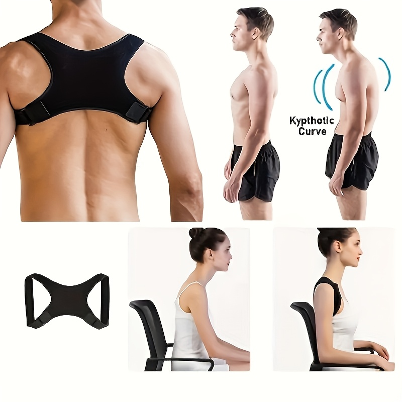 Cinturón corrector de postura ajustable - Soporte ergonómico de la columna cervical, diseño de malla transpirable, no necesita energía, tamaño único que se adapta a todos para uso diario y espalda, cinturón corrector de postura, cinturón cómodo, cinturón seguro