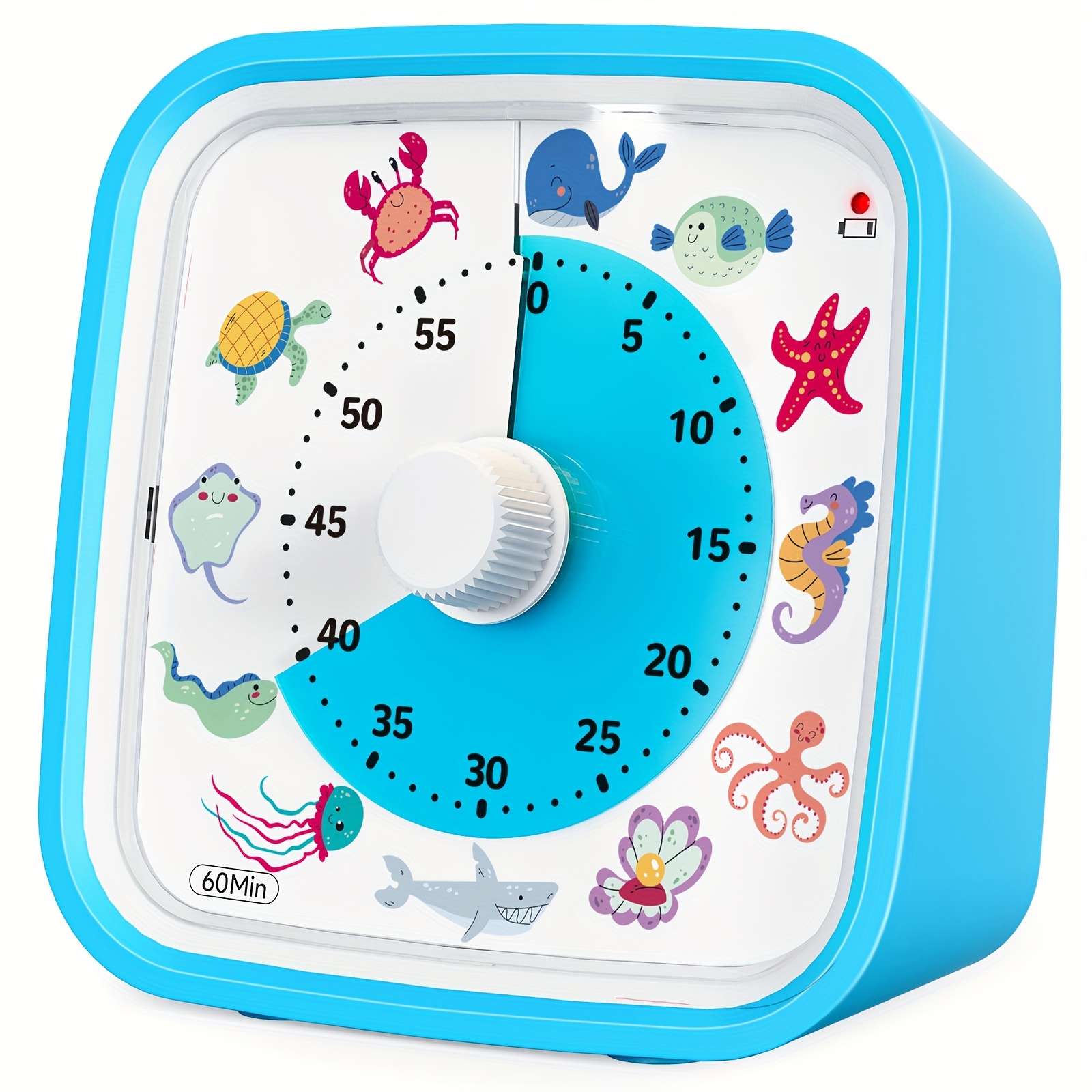 TEMU A Visual Timer With A Protective Case, Featuring A Countdown Timer With An Ocean Animal Dial And Alarm Function, Serves As A Silent Time