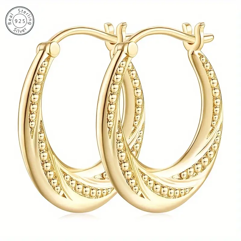 925 silver 18k gold plated gold bead spiral earrings stylish earrings for parents weddings valentines day anniversaries birthdays and graduation ceremonies with beautiful gifts Product details 4