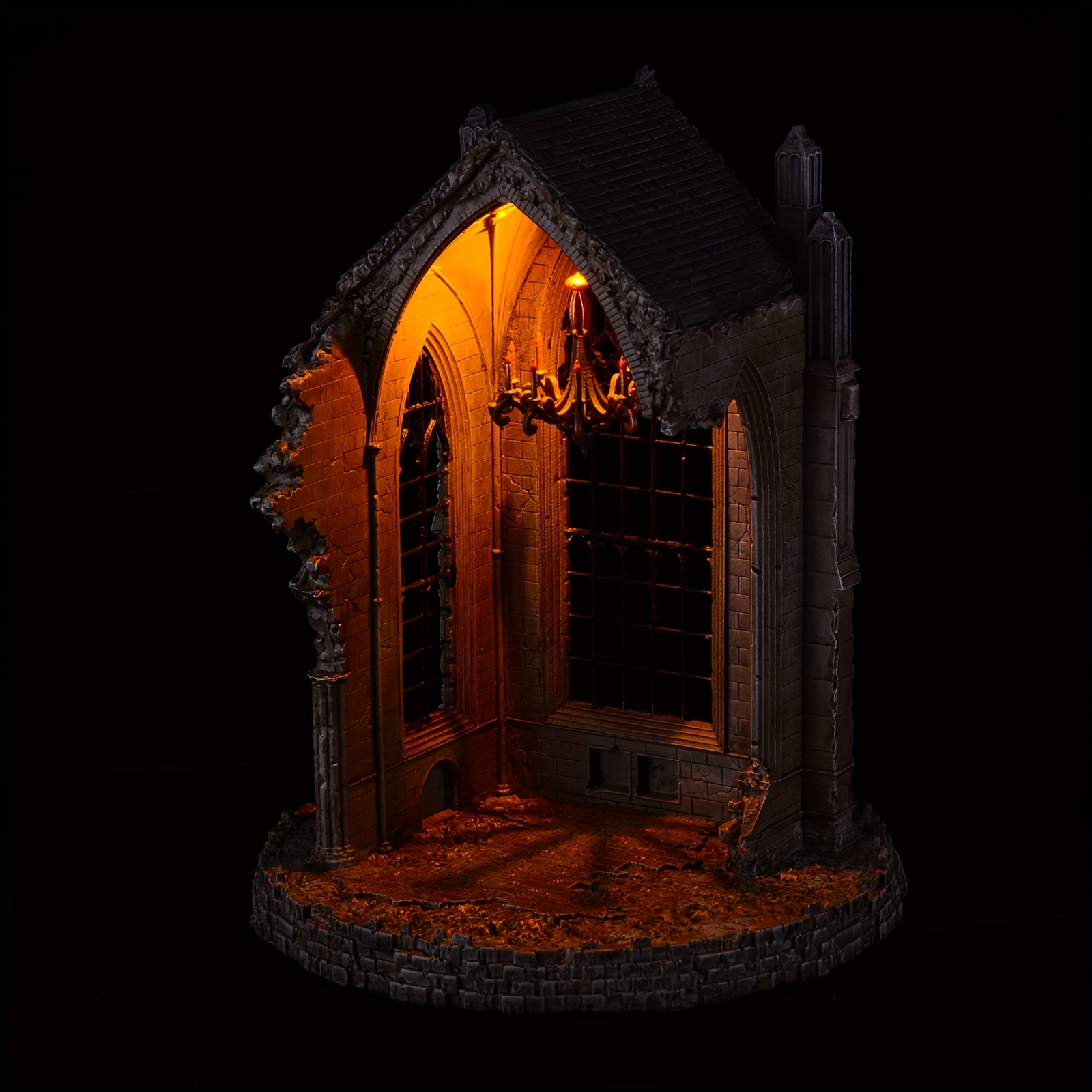 TEMU 1 12 Scale Abbey Miniature Scene Night Light Abbey Diorama Led Night Light