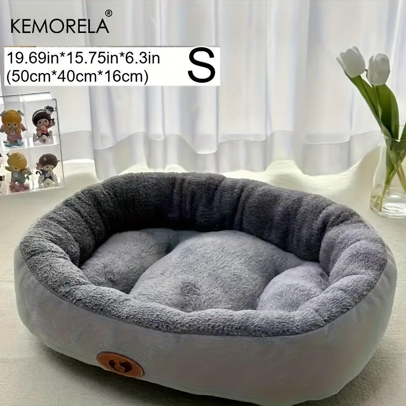Image of Kemorela Cozy Plush Oval Pet Bed, Soft, Thickened Oval Nest For - For , Ideal For Small To Large Breeds, Machine Washable
