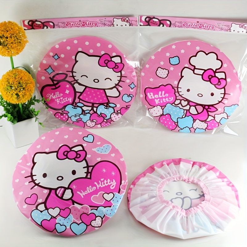 

Bonnet de douche Sanrio Hello Kitty 1/2/3 pièces, PVC imperméable et renforcé, chapeaux à huile résistants à l'huile pour et de bain, design de dessin