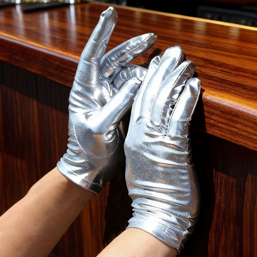 E-shop Glitzernde Oper Helle Handschuhe Kurze Goldene Silberne Handschuhe Tanz Handschuhe Kleid Zubehör