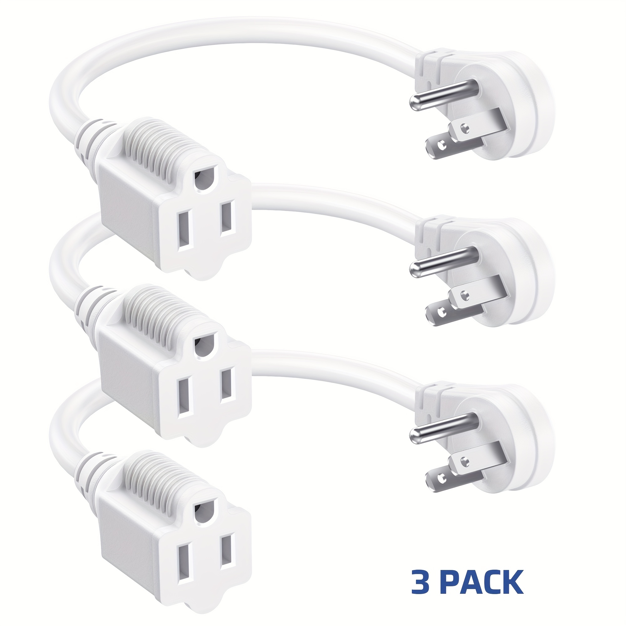 Temu – TEMU 3 Pack 1ft Extension Cords 3-prong, 14 Awg Sjt Indoor