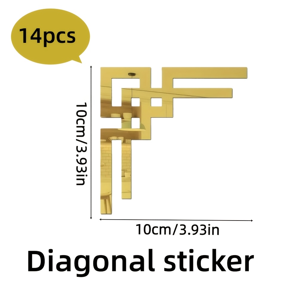 TEMU 14pcs Right Angle Corner Stickers, Acrylic Mirror Wall Stickers, Multi-scene Use, Background Wall Decoration For Home, Wall Decoration, Cabinet Decoration