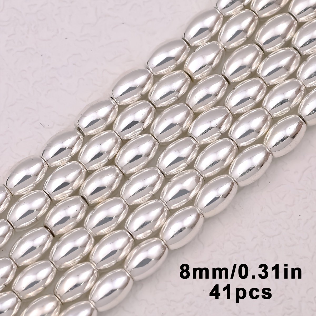 TEMU 4 colori disponibili: perle ovali in ematite naturale da 8mm con foro, placcate KC , accessori per creazione di bracciali e collane fai-da-te e