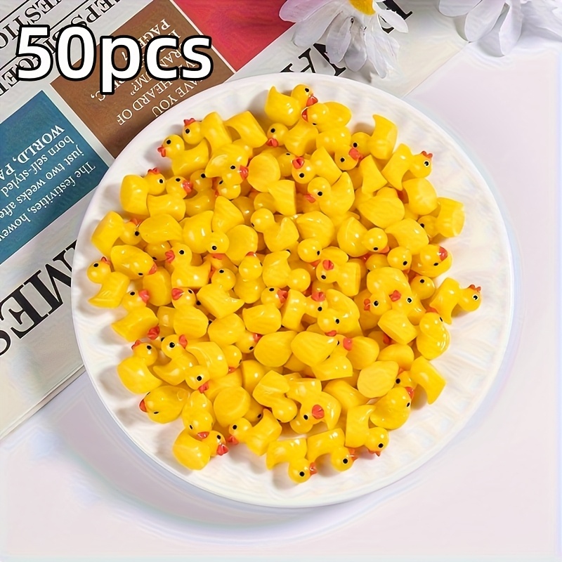 101pcs/50pcs, Resin Little Yellow Duck Crafts, Simulation Diy Micro Character Aquarium Landscape Dollhouse Decoration, Bonsai Ornament, Self-design Cute Mini Miniature Toy Model
