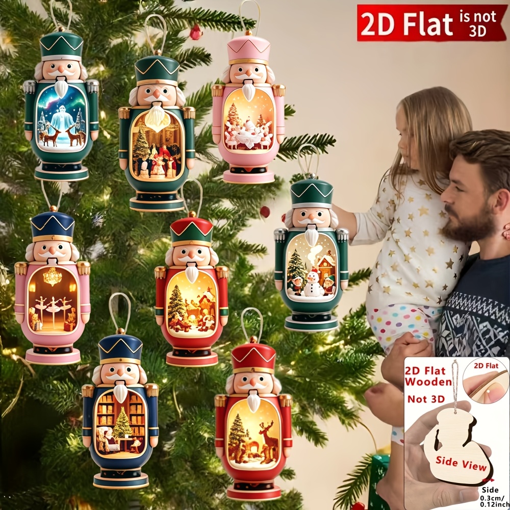 TEMU 2d Flat, 2d Flat 8pcs Colorful Nutcracker Christmas Ornaments, Classic Holiday Element Wooden Shaped Decorations, An For Christmas And New Year