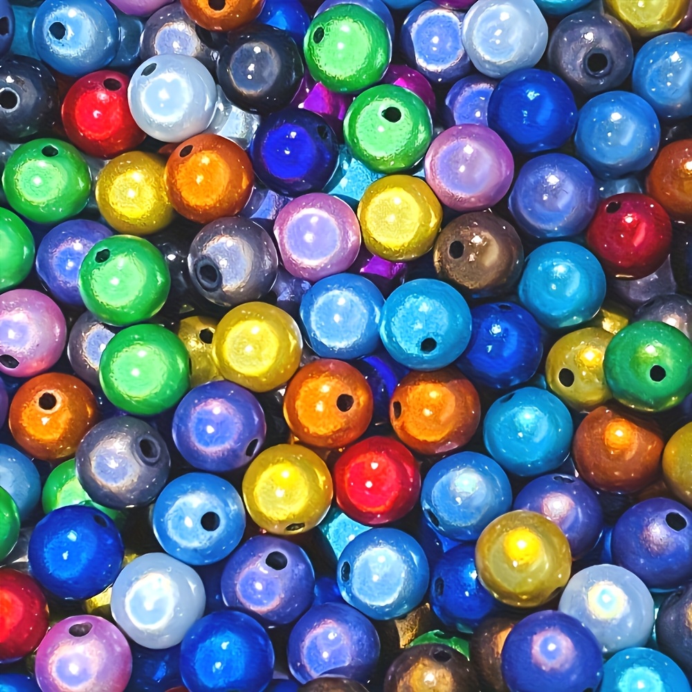 Image of 8m65pcs Colorful Reflective Beads, Iridescent Loose Acrylic Round Beads, Reflective Light Bulb Beads For Diy Beaded Jewelry Making, Loose Beads