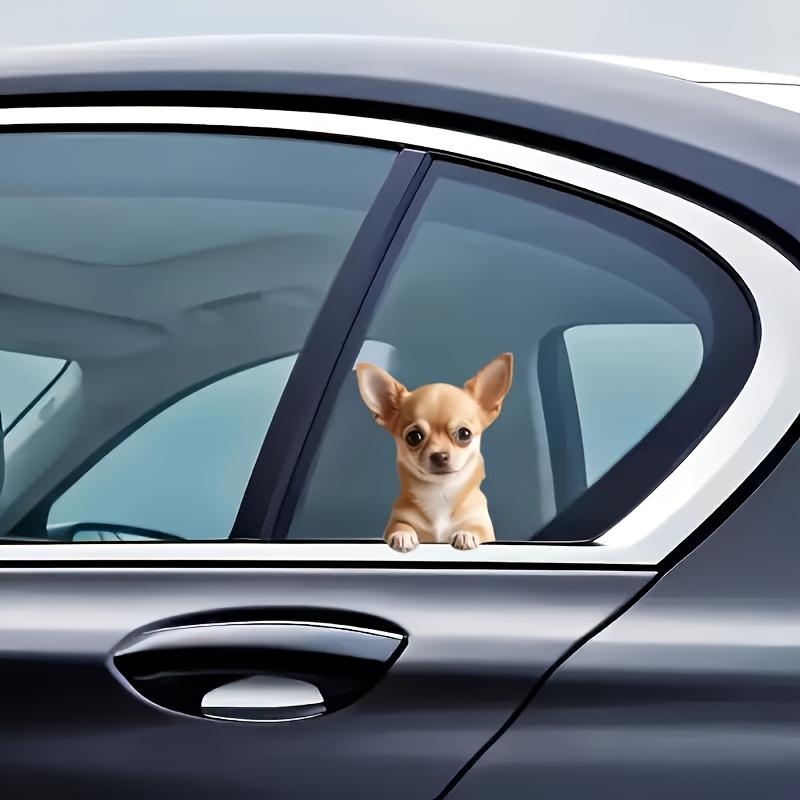 TEMU 1pc Cute Cartoon Chihuahua Dog Decal Sticker - Self-adhesive , Irregular Shape For Car Dashboard, Laptop, Wood, Plastic, Glass, Metal - Animal ,