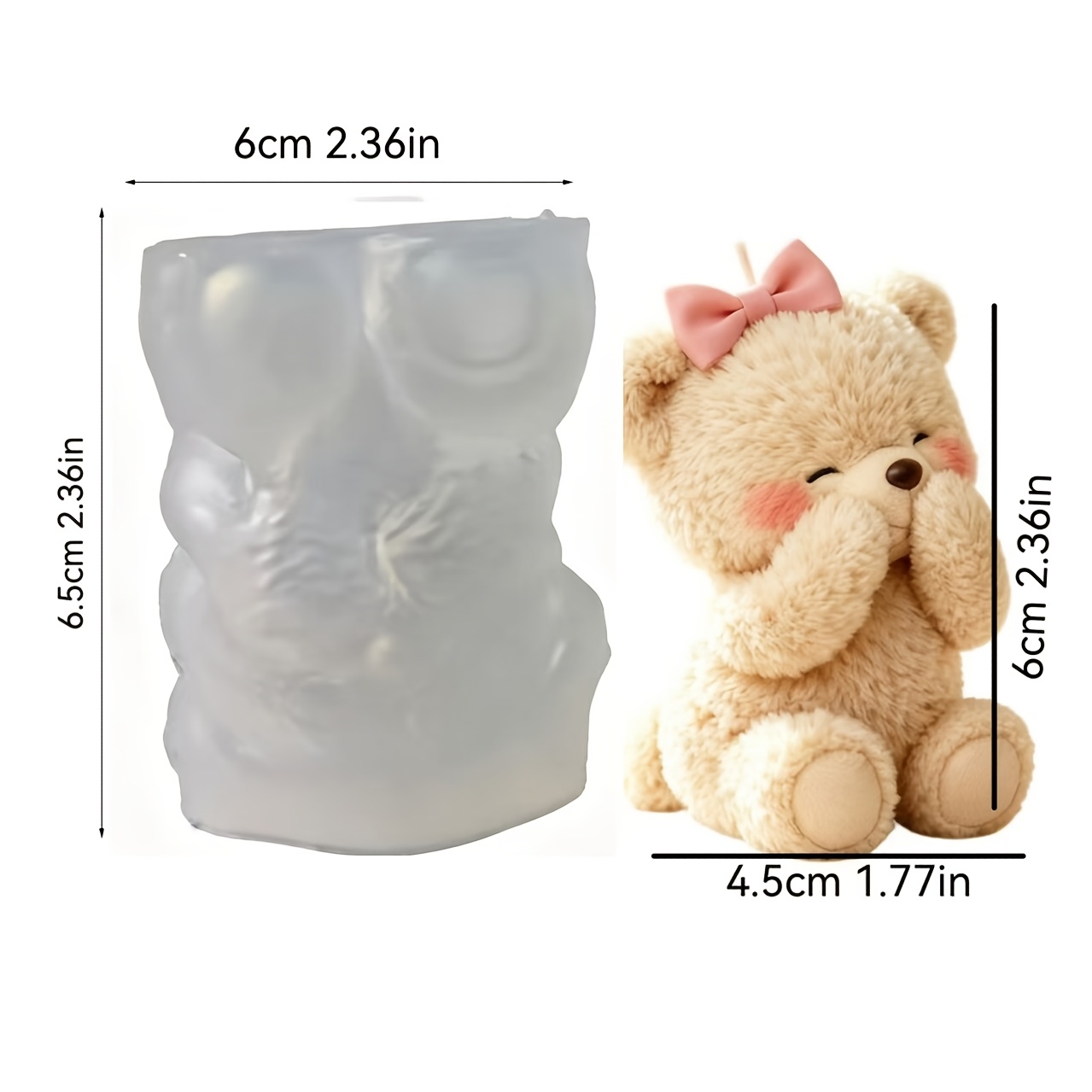 TEMU Stampo per candele in silicone Orsetto timido, Stampo per creazione di candele, per candele profumate fatte a , Artigianato in resina, , Gesso,