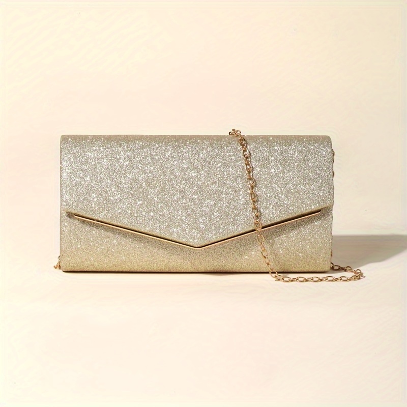 

Women's Glitter Evening Clutch Bag, Elegant Sparkle Polyester Purse With Magnetic Closure And Polyester Lining For - Chic Crossbody Shoulder Bag