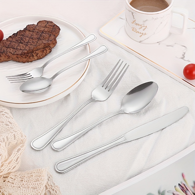 60/73pcs, Stainless Steel Cutlery And A Storage Box, Suitable for 12 People; Mirror-polished Kitchen Utensils, Steak Knives, Spoons, Forks, And Tray, Ideal for Wedding, Camping, Home, Birthday, Suitable for Parties And Christmas Party. - Image 7