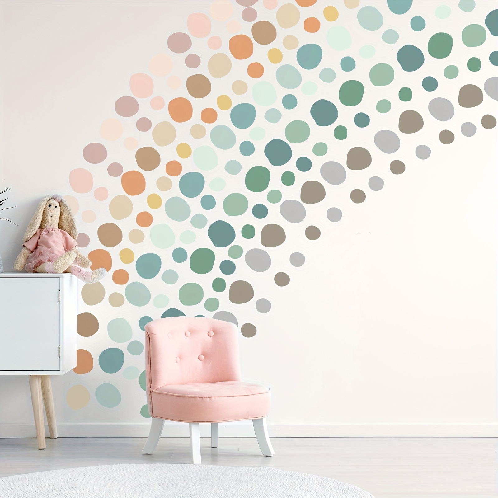 TEMU 296pcs Polka Dots Wall Decal Playroom Decor Gifts Boho Rainbow Wall Art Colorful Room Bedroom Classroom Watercolor Decals Peel And Stick Modern(light Colors)
