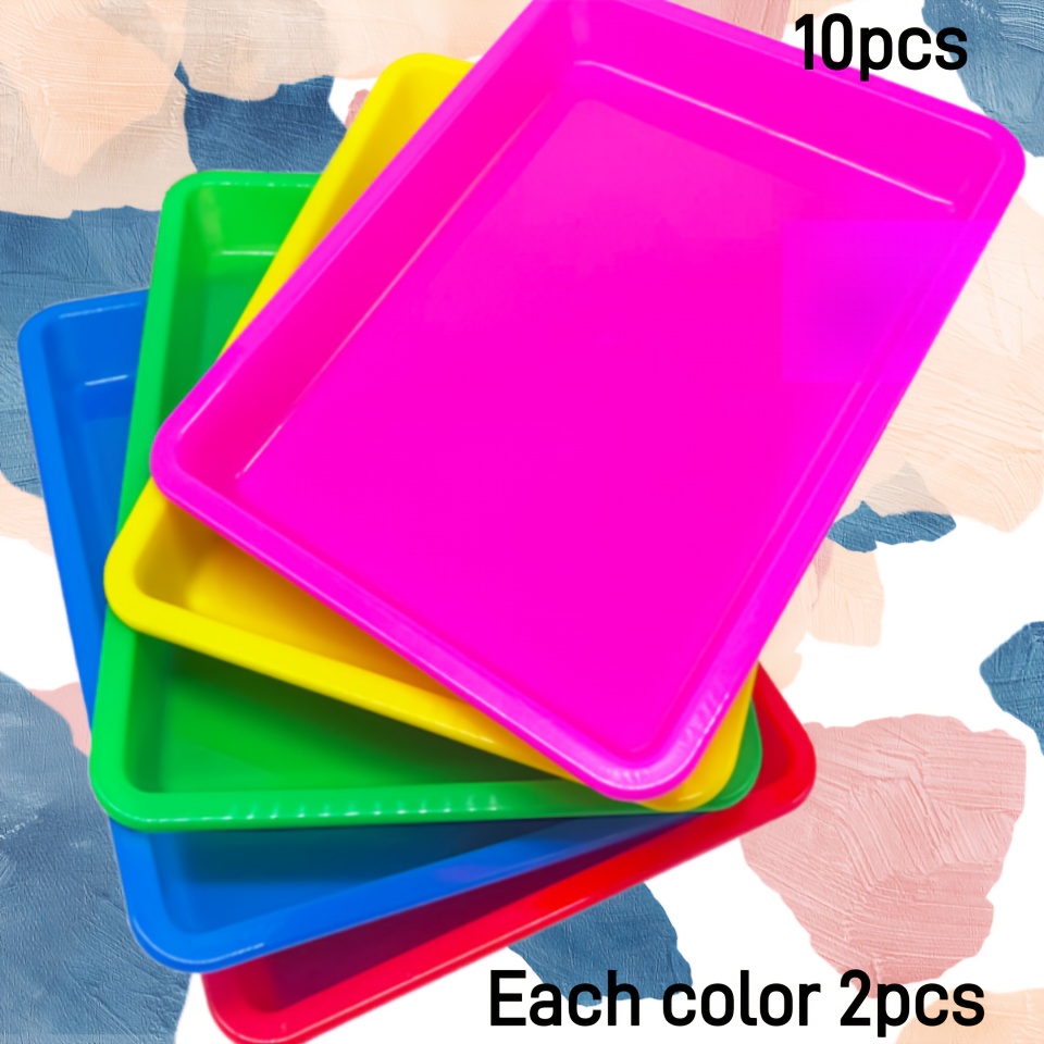 20 Vassoi Artistici Colorati In Plastica - 38x25 Cm - Per Attività Creative, Organizer, Fast Food E Scuola - 2