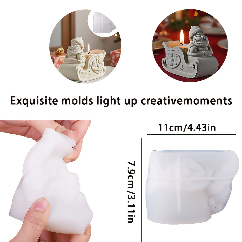 E-shop Festliche Atmosphäre 3D Weihnachts-Weihnachtsmann-Schlitten Duftkerzen Silikonform, Ton Silikonform, Nordische minimalistische Weihnachtsdeko,