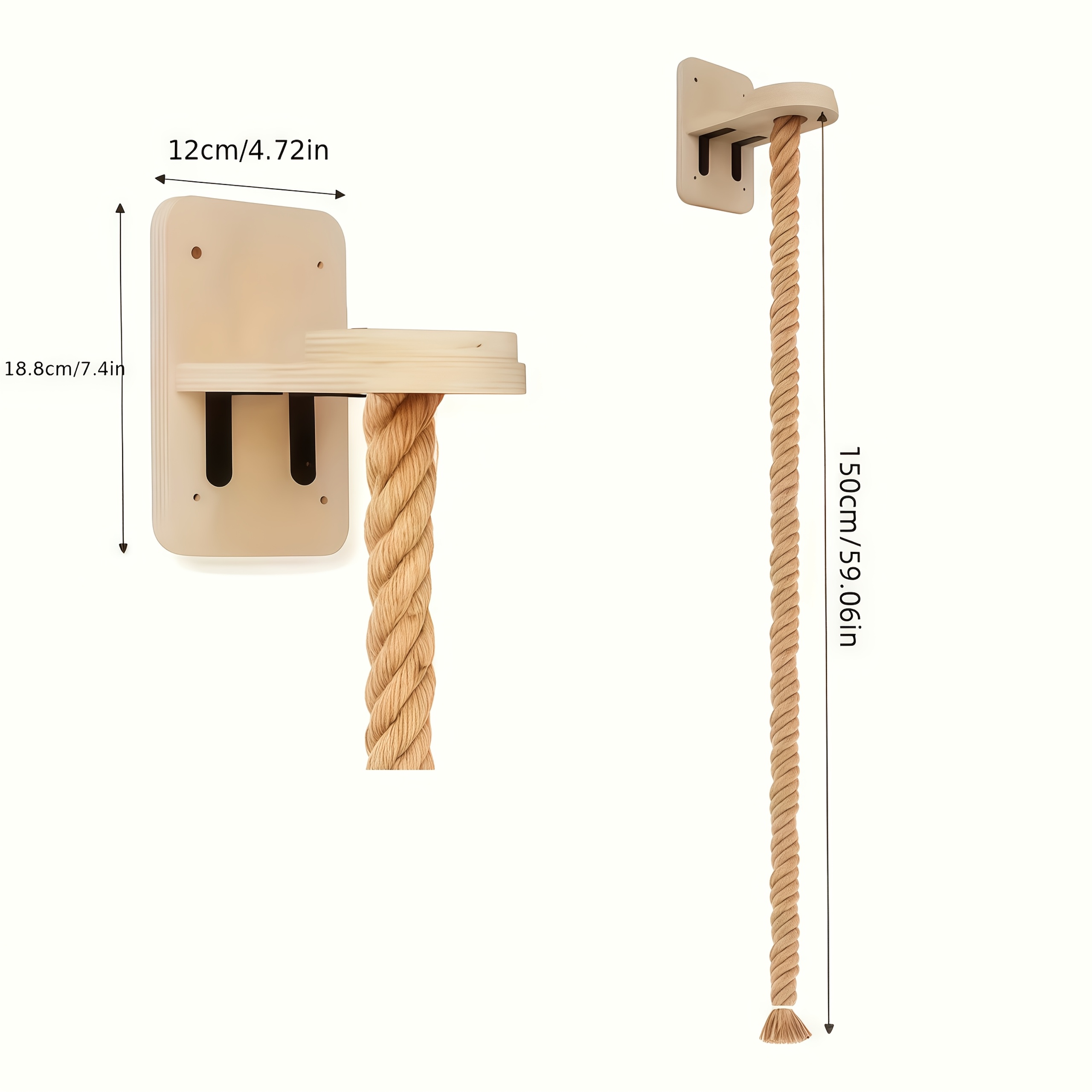 Cat Climbing Rope 1./1.5m Wall-mounted Cat Tree, Solid Wood Cat Climbing Frame, Sky Rope, Large Cat Ladder, Jumping Platform Set, Cat Toy Rack, Climbing Frame