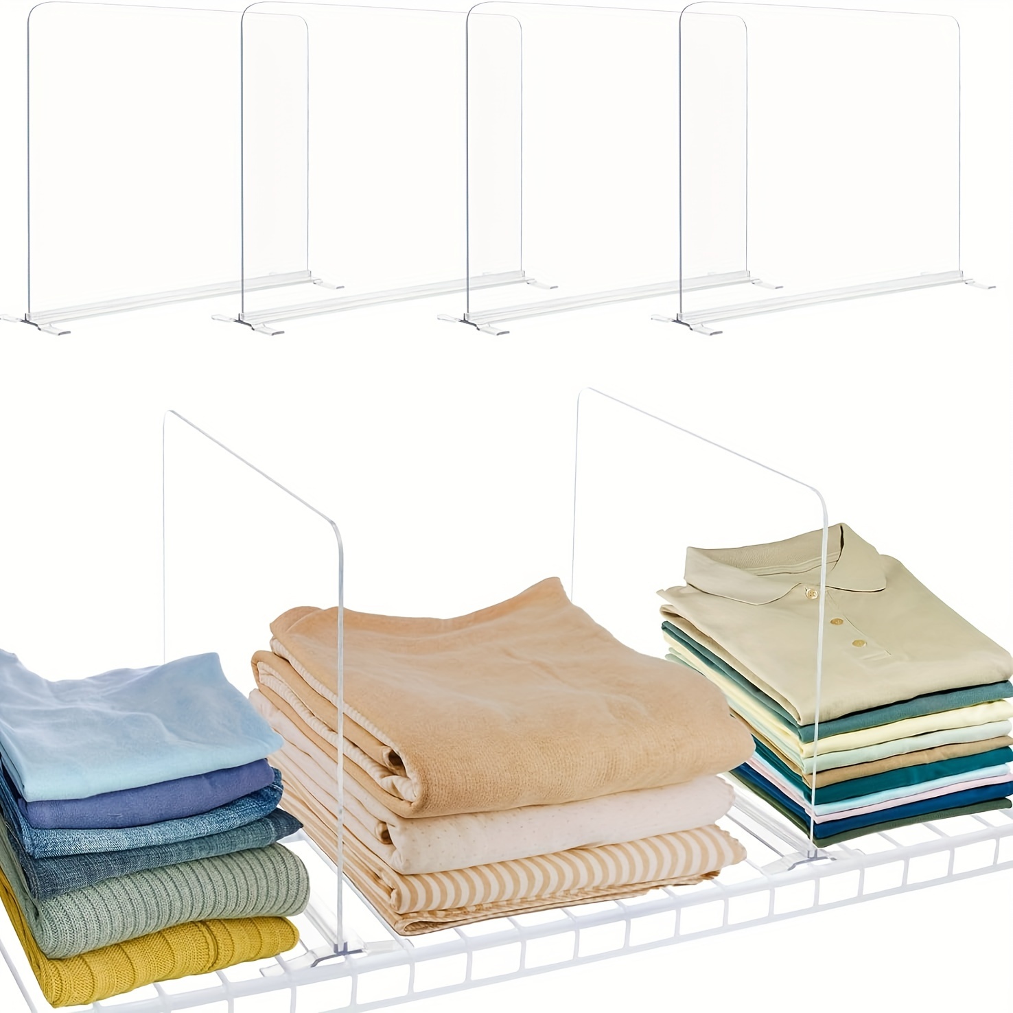 

Acrylic Shelf Dividers For Closet-organization - Purse Organization For Closet Shelf, For Direct Wall Mount Closet Shelf, Suitable For Bedroom, Office, Pantry, Garage Easy Clip, No Tool