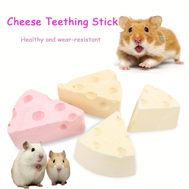 Cheese-Shaped Hamster Chew - Durable Gypsum & Volcanic Stones Teeth Cleaning Treats, Non-Electric Calcium Supplement for Small Pets, Wear-Resistant Dental Health Snacks for Hamsters