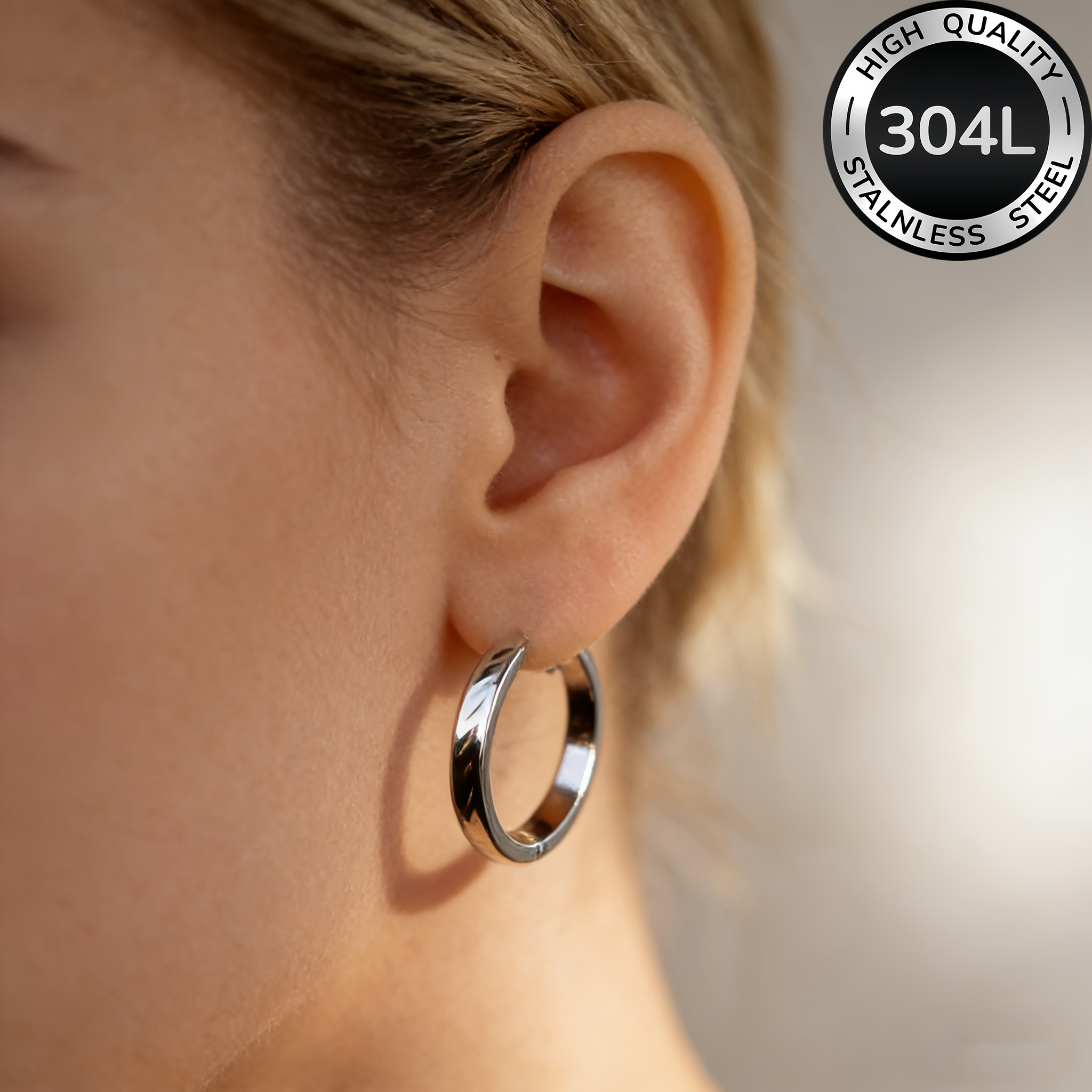 E-shop Edelstahl Blattmuster Huggie Hoop Ohrringe, Hypoallergene Kleine Kreis Ohrringe für Männer Frauen, Modische Minimalistische Schmuck Geschenk