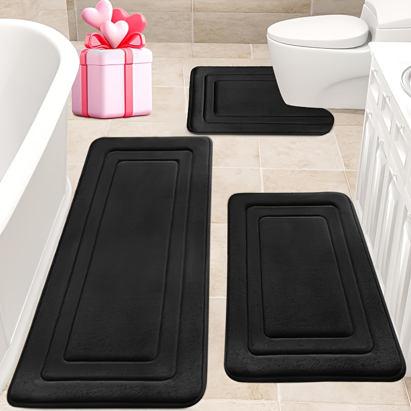 1 3pcs memory foam bathroom rug set comfortable standing mat   u shaped toilet bath mat thickened ultra absorbent soft rug   bathrooms showers bathroom accessories non slip bathroom mats room mats outdoor entryway mats