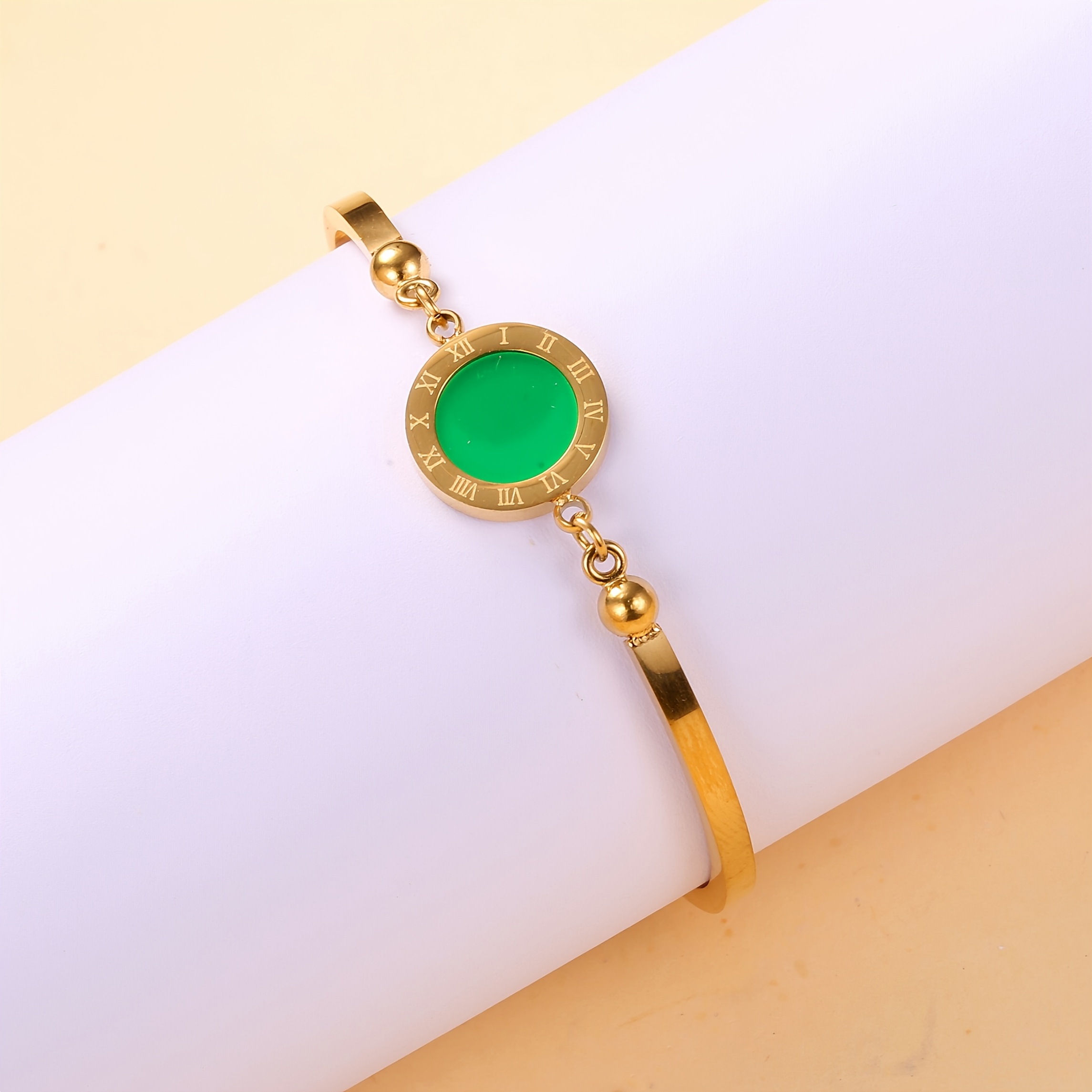 A Roman Numeral Bracelet Available in Four Colors: Black, White, Red, And Green. Made of Stainless Steel, This Classic And Stylish Jewelry Piece Is Designed for Women