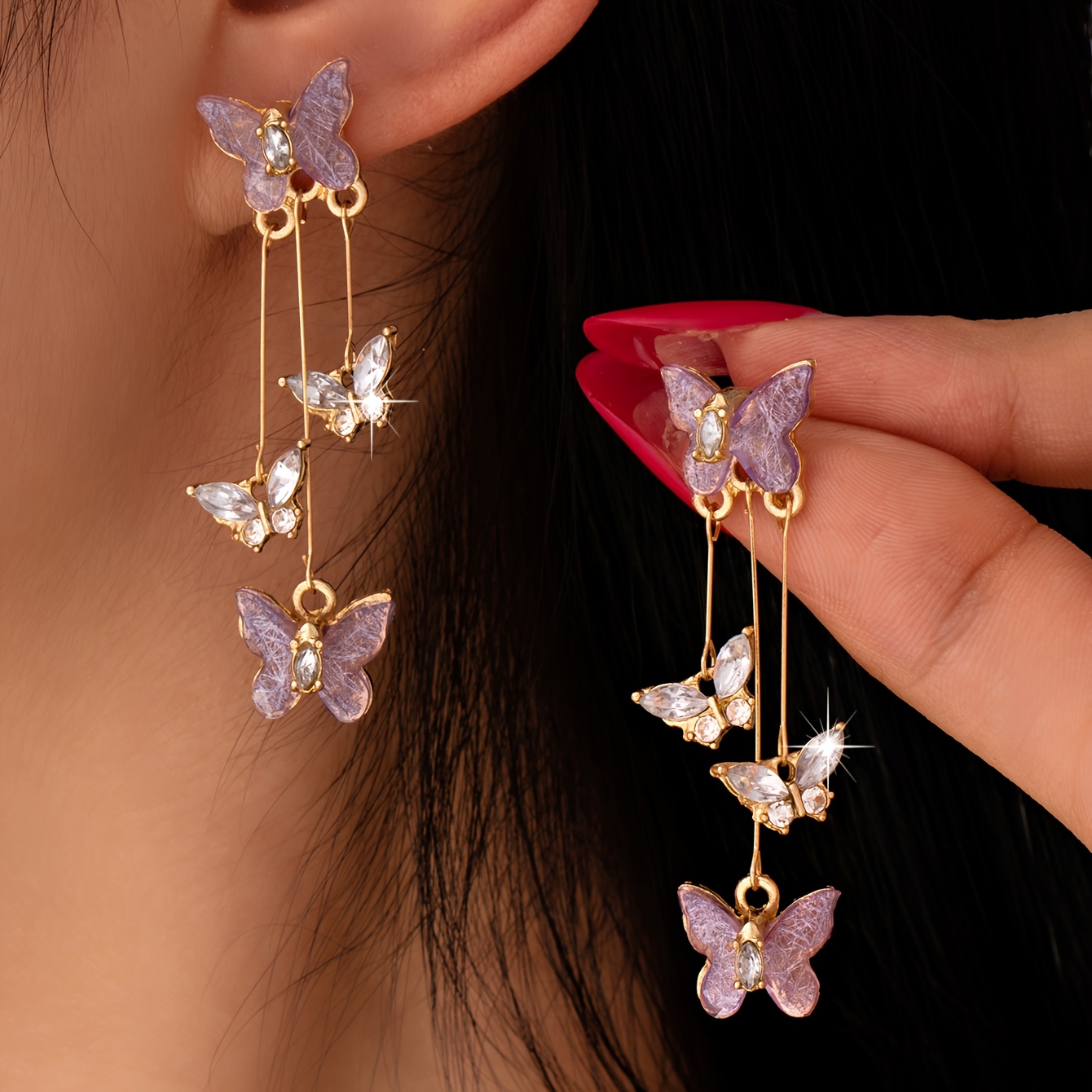 TEMU A Pair Of Fashionable And Exquisite Purple Earrings For Women