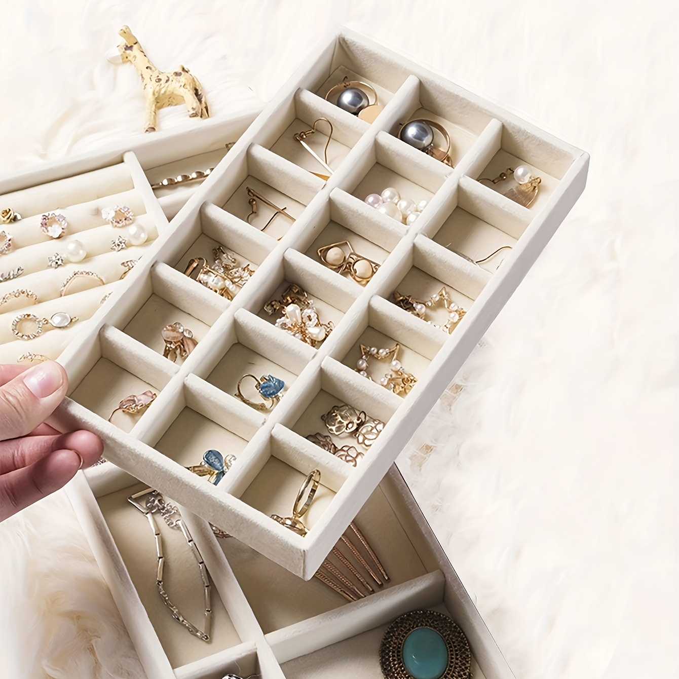 

4pcs Jewelry Storage Box, Stackable Jewelry Organizer, Desktop Stand Trinket Tray Jewelry Tray, Stud Earring Holder Jewelry Holder Earrings Jewelry Rack