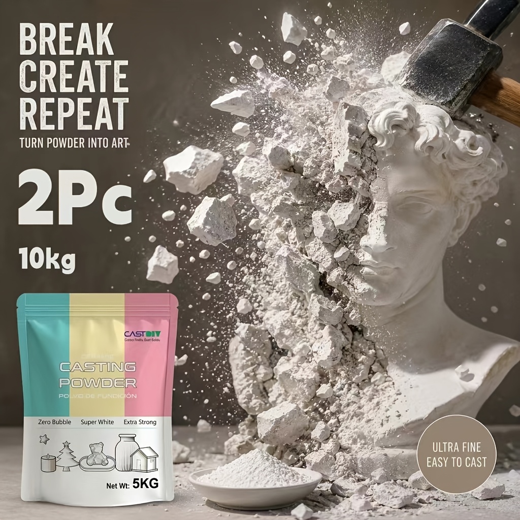 TEMU Pulverización de 10Kg para moldes de manos 3D, polvo de fundición premium para recuerdos de de manos y pies, polvo artesanal versátil para