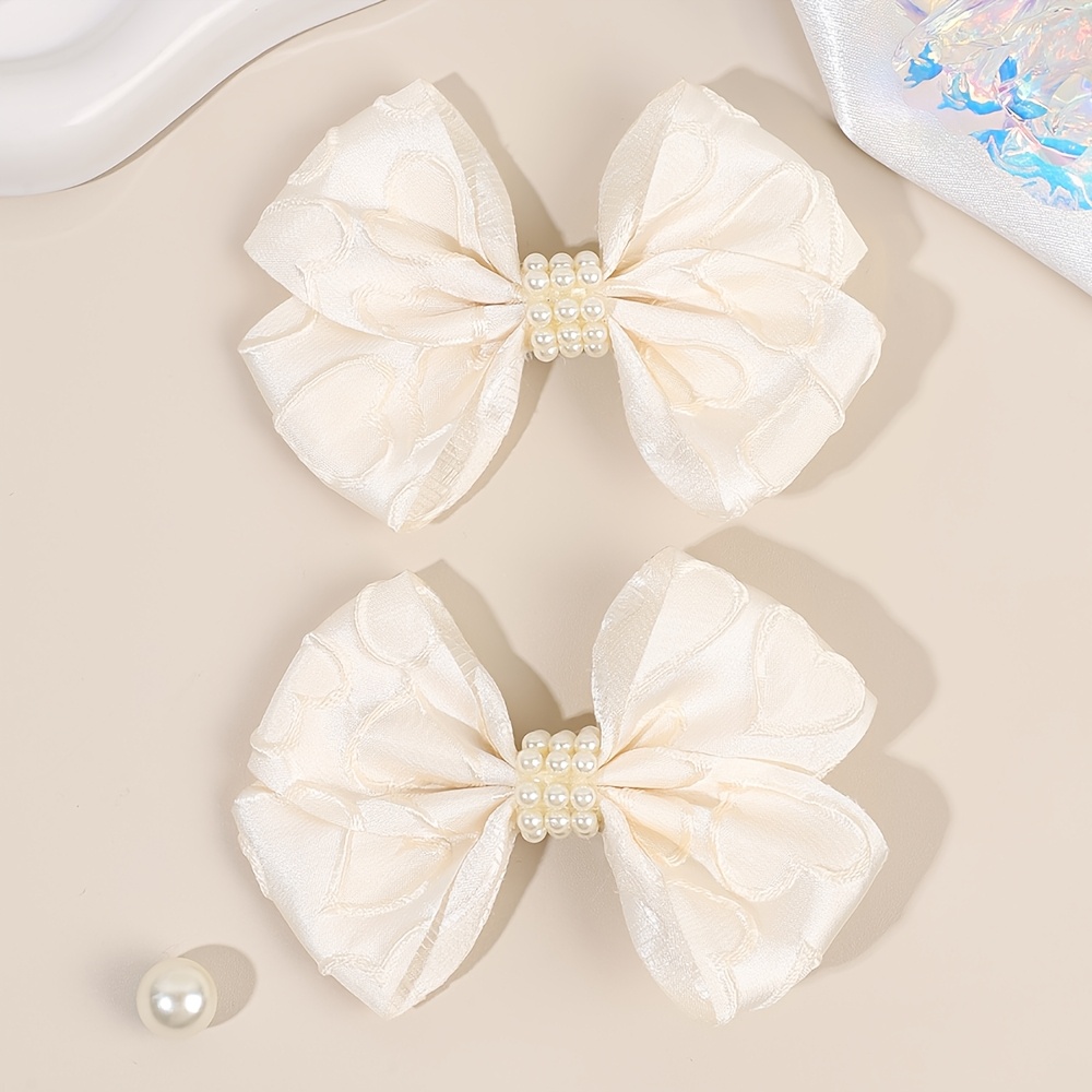 TEMU 2er-Pack Herz Haarschleifen Clips für Damen Süße Kunstperlen Haarnadeln Rutschfeste Clips Haarverzierungen für Frauen Frühlings Outdoor Anziehen