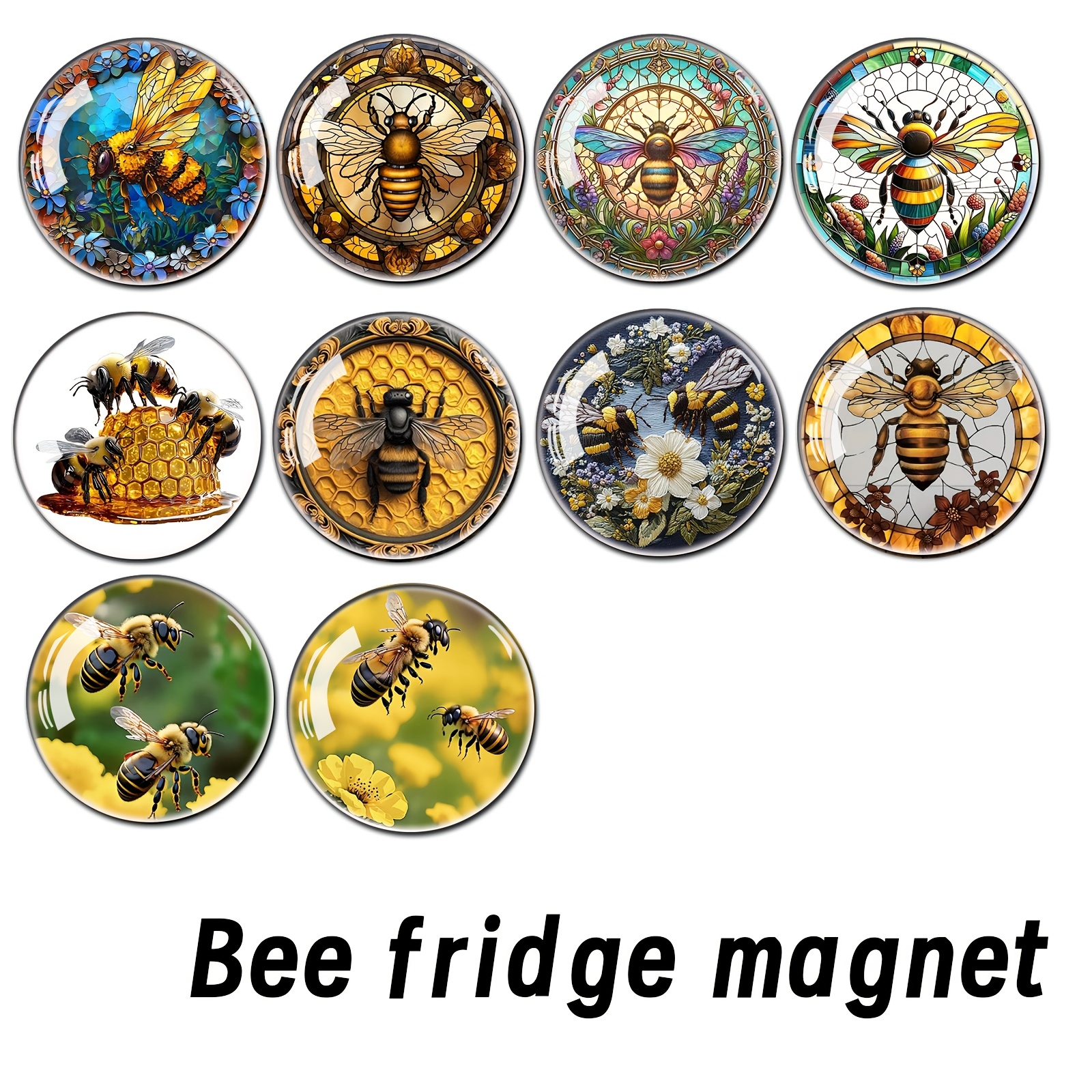 TEMU 10pcs Bee 3d Relief Fridge Magnets Large Glass Dome Whiteboard Storage Cabinet And Dishwasher Kitchen Decoration Office And Classroom Decorative