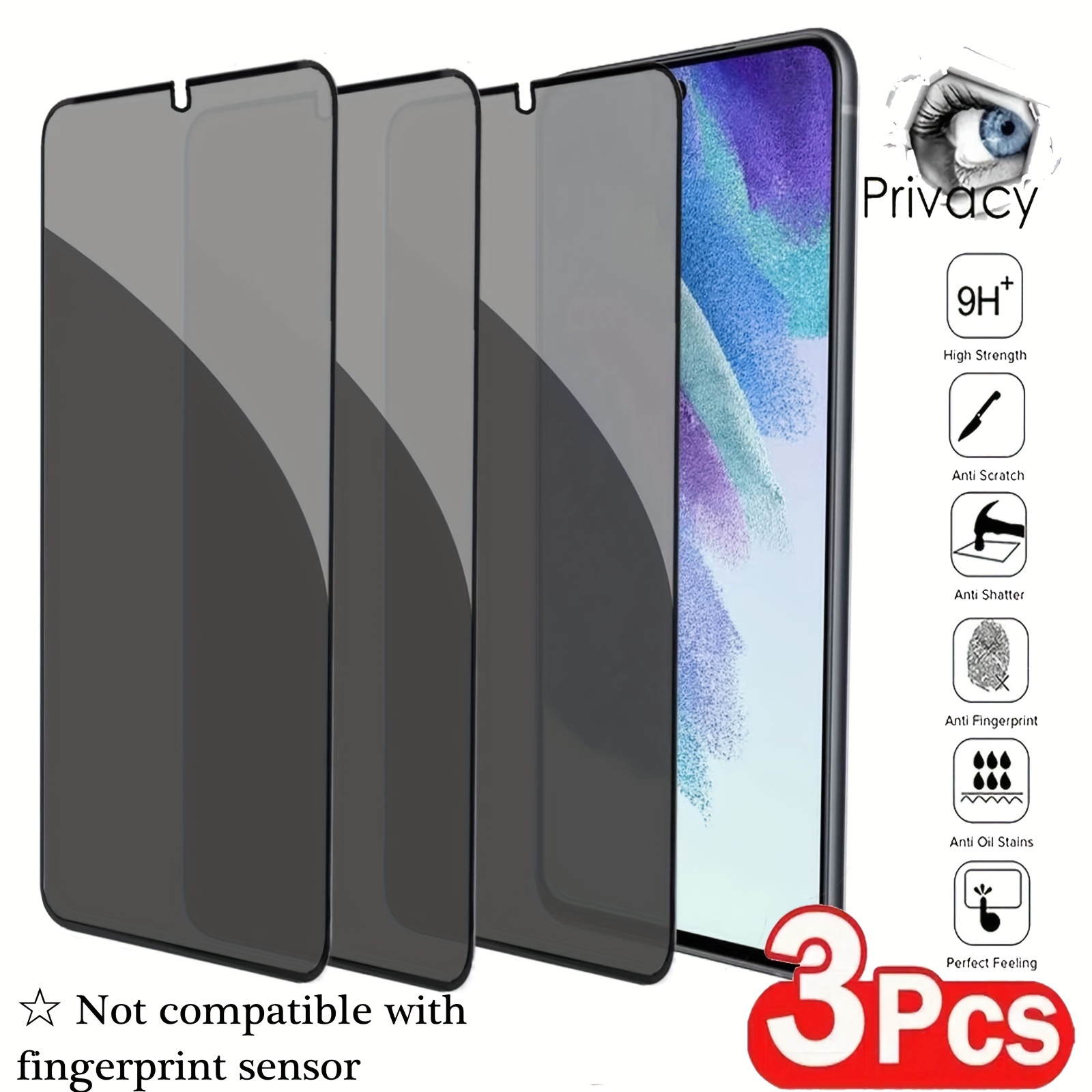

3pcs Tempered Glass For Samsung Galaxy S20 Fe S21 Fe S23 Fe S21+ S22+ S23+ S21 S22 S23 Plus Privacy Screen Protector