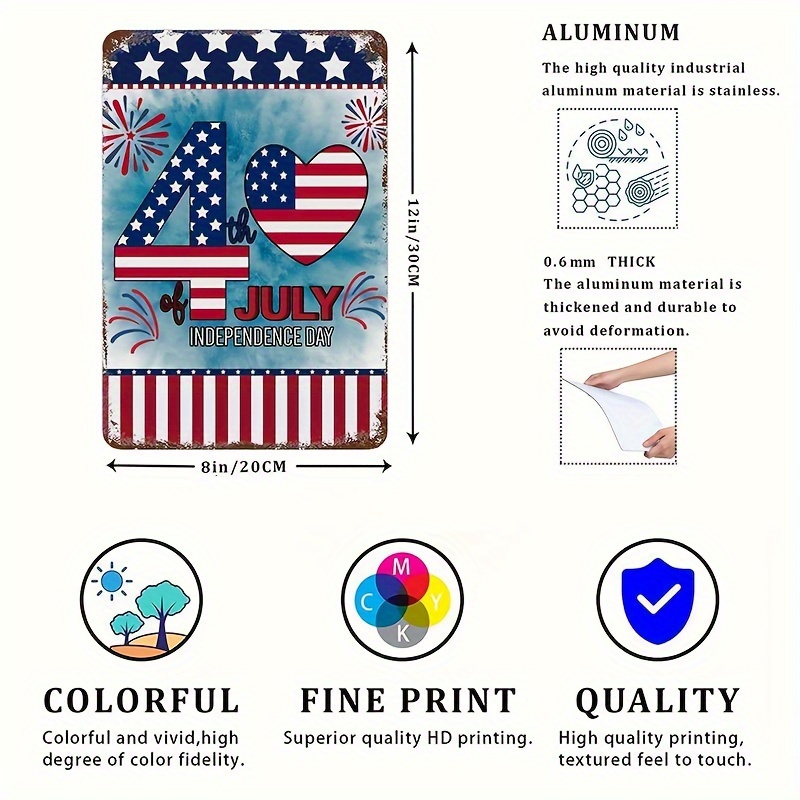 4th July Decor Independence Day Tin Sign Memorial Day Navy - Temu ...