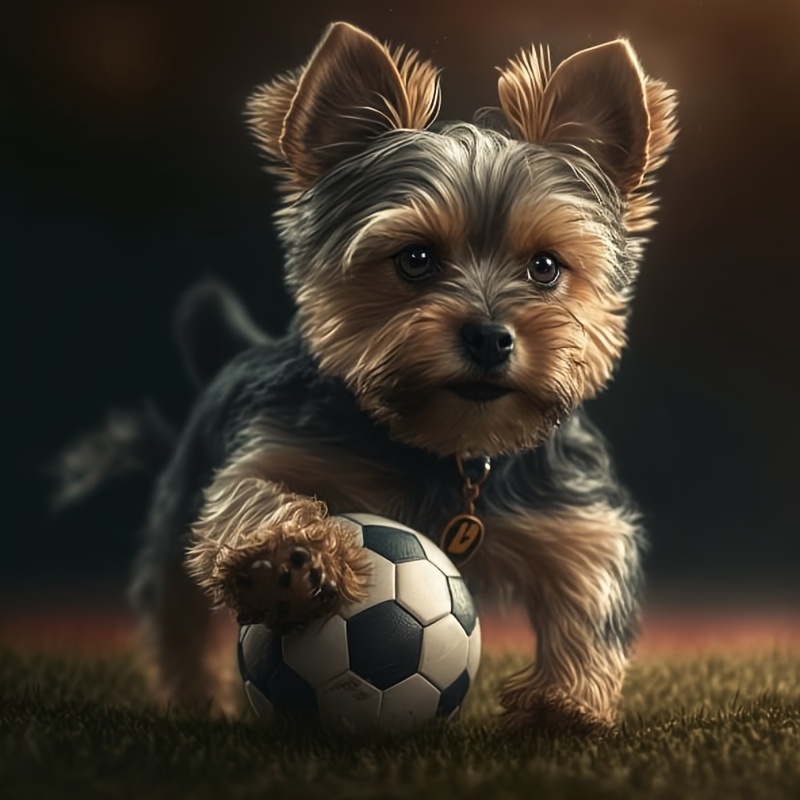 

Kit de Peinture de Diamant 5D DIY Yorkshire Terrier et Football 1pc - Création de Peinture de Diamant pour Décorations de Bureau et Mur, Décorations de Maison, Artisanat , Cadeaux de Festival